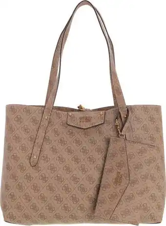 Bol.com Guess grote schoudertas / crossbody tas dames - eco brenton - beige aanbieding