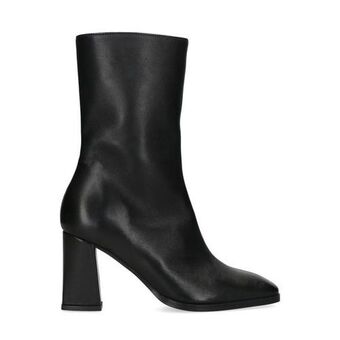 Manfield Manfield zwarte leren enkellaarsjes met hak aanbieding