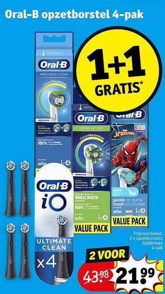 Kruidvat Oral-b opzetborstel 4-pak aanbieding