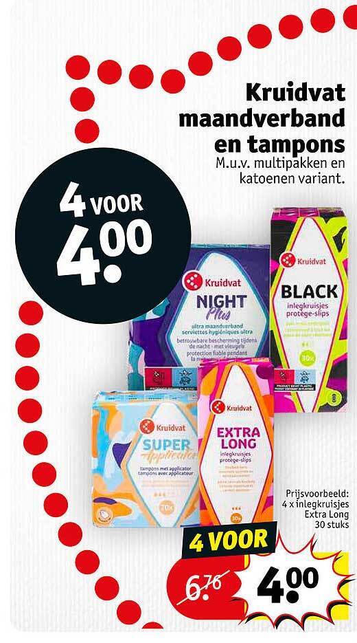 Kruidvat maandverband en tampons promotie bij Kruidvat