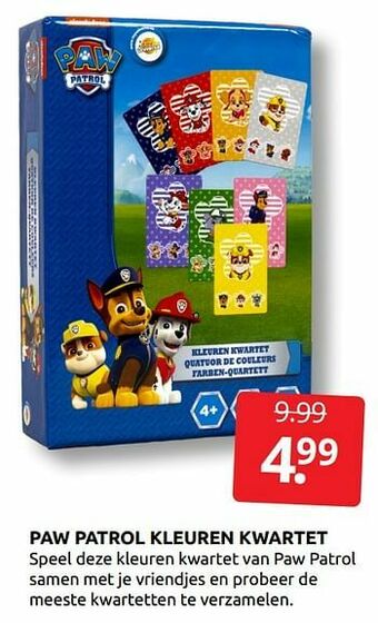 Boekenvoordeel Paw patrol kleuren kwartet aanbieding