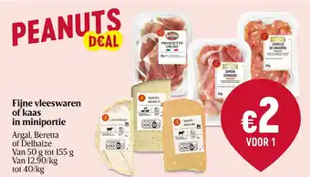Delhaize Fijne vleeswaren of kaas in miniportie aanbieding