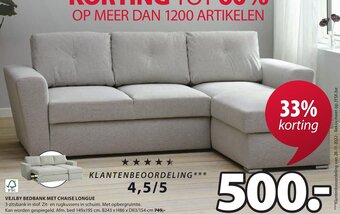 Jysk Vejlby Bedbank Met Chaise Longue aanbieding