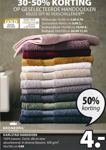 Jysk Kronborg Karlstad Handdoek 50x100cm aanbieding