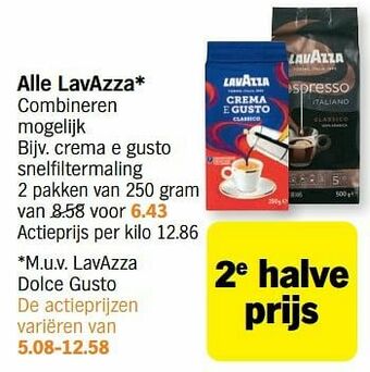 Albert Heijn Lavazza crema e gusto snelfiltermaling aanbieding
