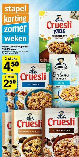 Quaker cruesli en granola