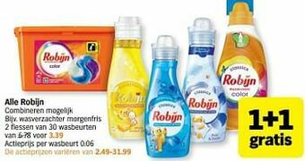 Albert Heijn Robijn wasverzachter morgenfris aanbieding