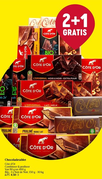 Delhaize Cote d' Or Chocoladetablet aanbieding