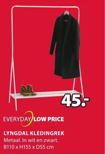 Jysk Lyngdal Kledingrek B110 x H155 x D55 cm aanbieding
