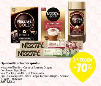 Delhaize Oploskoffie of koffiecapsules aanbieding