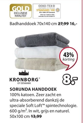 Jysk Kronborg Sorunda Handdoek aanbieding