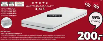 Jysk Dreamzone Plus S35 Springmatras 80x200cm aanbieding
