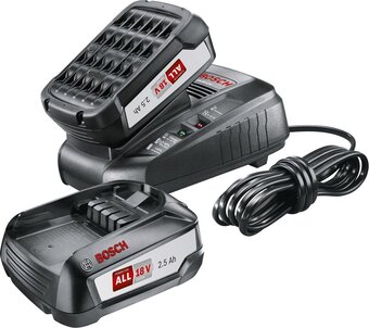 Bol.com Bosch accu en lader starter set 18 v - 2 x 2,5 ah + al 1830 cv aanbieding