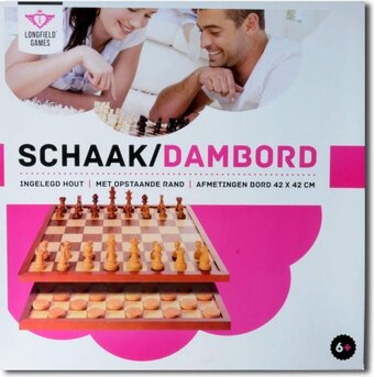 Bol.com Schaak/dambord ingelegd. afm. 42 x 42 cm. verpakt in colour box. zonder accessoires aanbieding