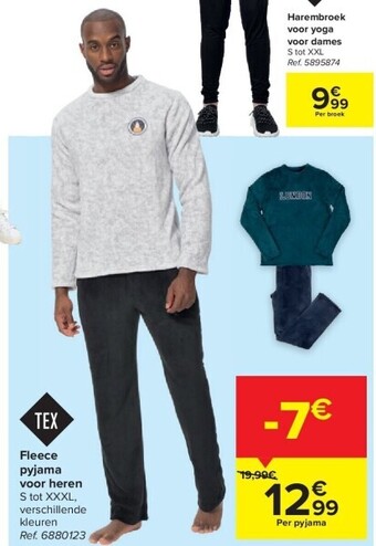 Carrefour Fleece pyjama voor heren aanbieding