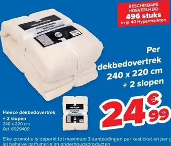 Carrefour Fleece dekbedovertrek + 2 slopen 240 x 220 cm aanbieding