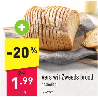 ALDI Vers wit zweeds brood gesneden 800g aanbieding
