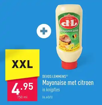 ALDI Devos lemmens mayonaise met citroen in knijpfles 750ml aanbieding