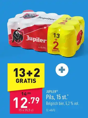 ALDI Jupiler pils 15 x 35,5cl 13+2 gratis aanbieding
