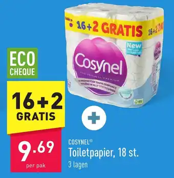 ALDI Cosynel toiletpapier per pak 16+2 gratis aanbieding