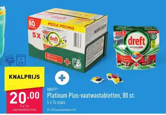ALDI Dreft platinum plus-vaatwastabletten 5 x 16 stuks aanbieding