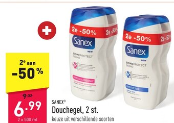 ALDI Sanex douchegel 2 x 500ml aanbieding