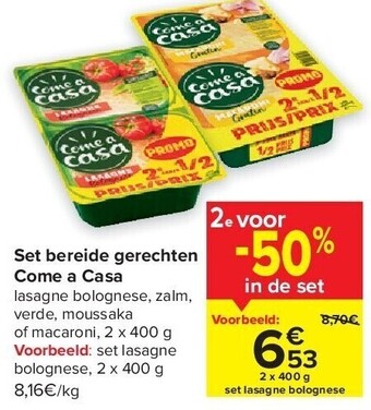Carrefour Set bereide gerechten come a casa aanbieding