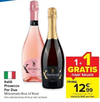 Carrefour Italië prosecco for due aanbieding