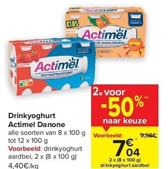 Carrefour Drinkyoghurt actimel danone aanbieding