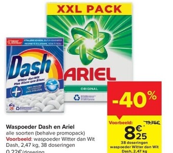 Carrefour Waspoeder dash en ariel aanbieding