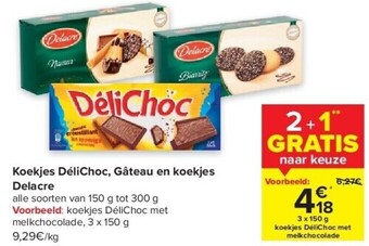 Carrefour Koekjes délichoc, gâteau en koekjes delacre aanbieding