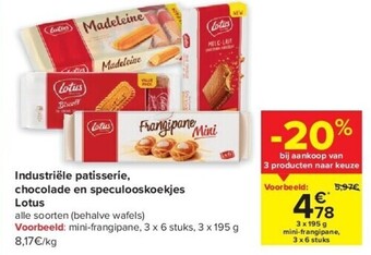 Carrefour Industriële patisserie, chocolade en speculooskoekjes lotus aanbieding