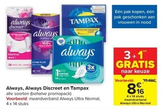 Carrefour Always, always discreet en tampax aanbieding