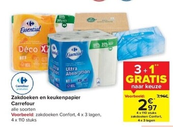 Carrefour Zakdoeken en keukenpapier aanbieding