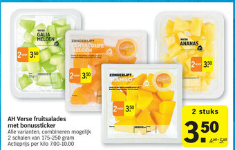 Albert Heijn AH Verse fruitsalades met bonussticker aanbieding