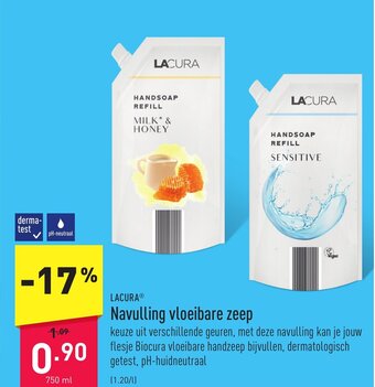 ALDI Lacura Navulling Vloeibare Zeep 750ml aanbieding