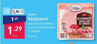 ALDI Delifin Hespenworst 150g aanbieding
