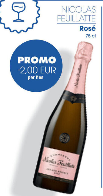 Prik en Tik Nicolas Feuillatte Rose 75cl aanbieding