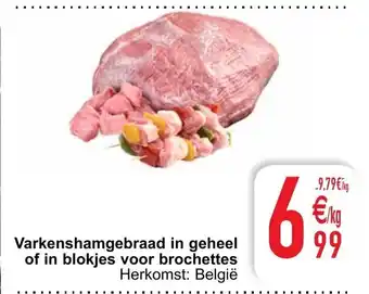 Cora Varkenshamgebraad in geheel of in blokjes voor brochette aanbieding