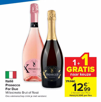Prosecco For Due Millesimato Brut of Rose 2 Flessen van 75cl