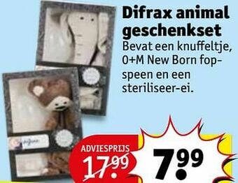 Kruidvat Difrax animal geschenkset aanbieding