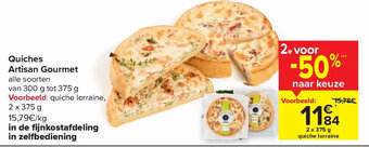 Carrefour Market Quiches Artisan Gourmet 2 x 375g aanbieding