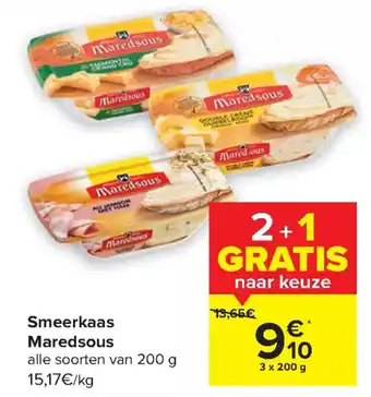 Carrefour Market Maredsous Smeerkaas Alle Soorten 3 x 200g aanbieding