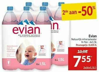 Intermarché Evian natuurlijk mineraalwater aanbieding