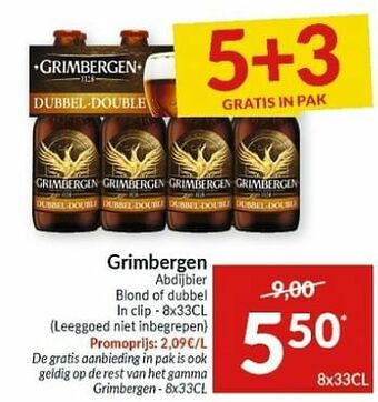 Intermarché Grimbergen abdijbier blond of dubbel aanbieding