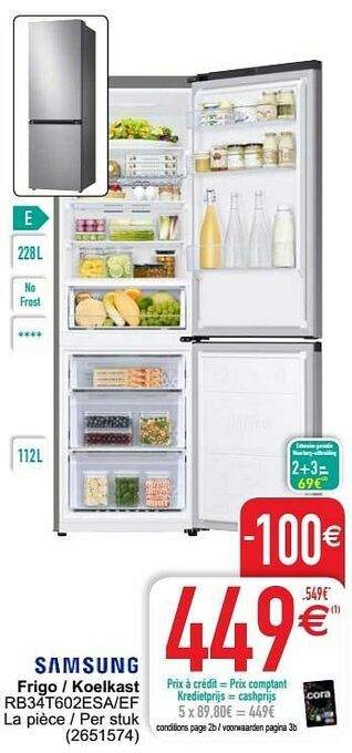 Cora Samsung frigo - koelkast rb34t602esa-ef aanbieding