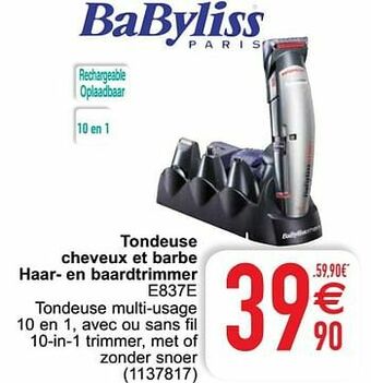 Cora Babyliss tondeuse cheveux et barbe haar- en baardtrimmer e837e aanbieding