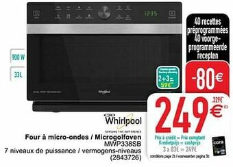 Cora Whirlpool four à micro-ondes - microgolfoven mwp338sb aanbieding