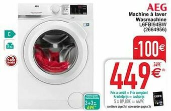Aeg machine à laver wasmachine l6fbi94bw
