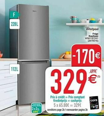 Cora Whirlpool frigo koelkast w5811eox1 aanbieding